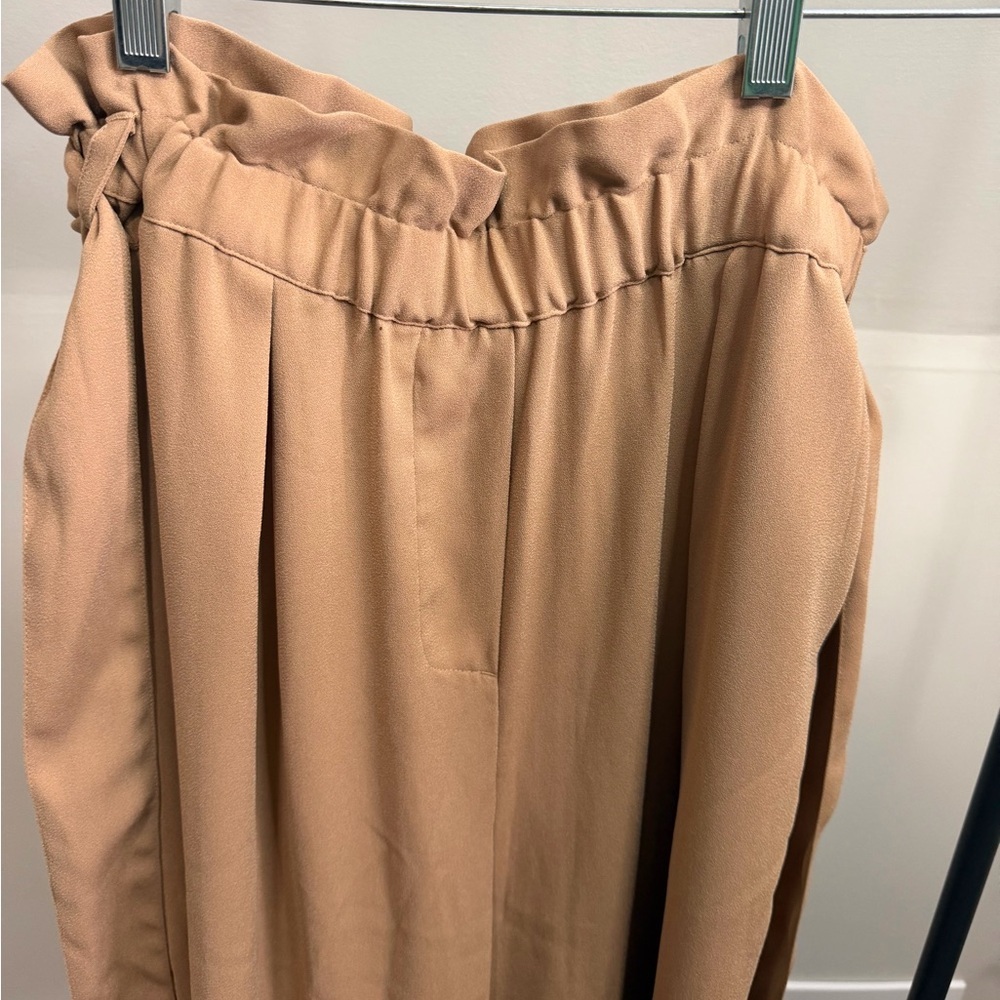 The Drop x Patricia Bright High Rise Paperbag Waist Wide Leg Pants M | Camel - Picture 4 of 8